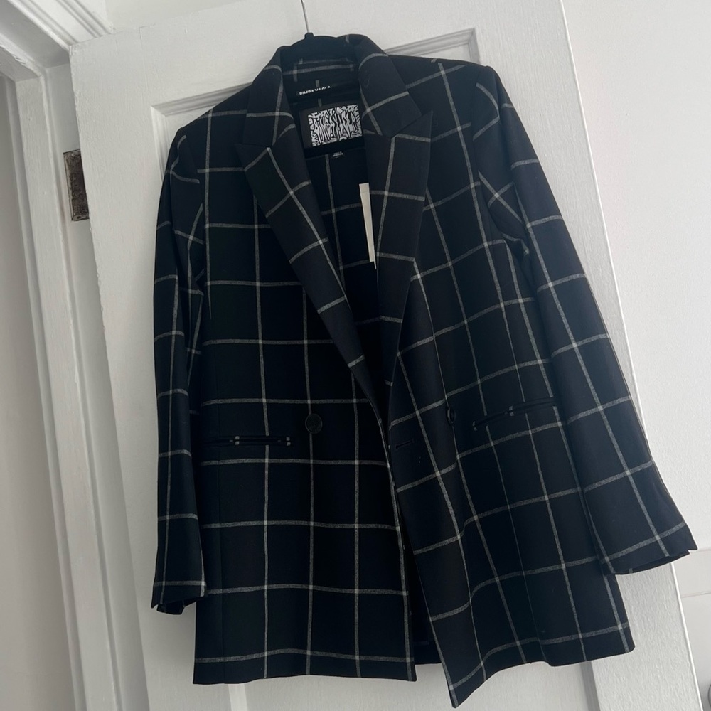 Bimba y Lola Black Check double breasted blazer